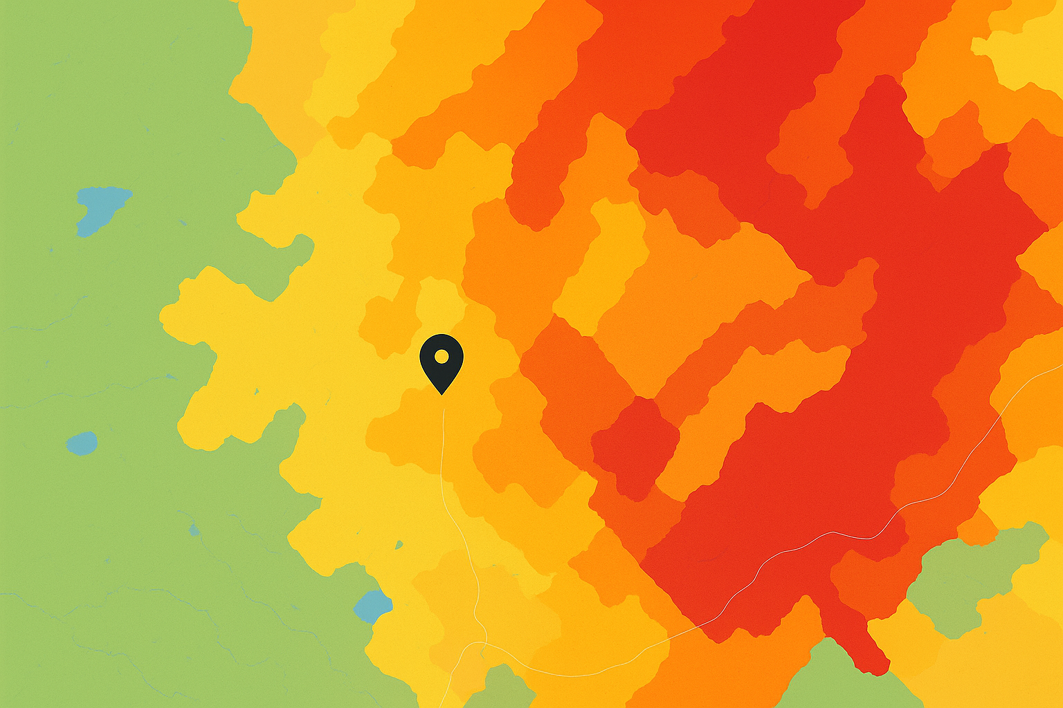 Heatmap displaying wildfire risk across a geographic region